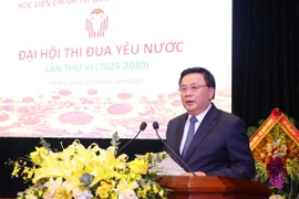 Giáo sư-Tiến sỹ Nguyễn Xuân Thắng phát biểu chỉ đạo và phát động phong trào thi đua giai đoạn 2025-2030. (Ảnh: Văn Điệp/TTXVN)
