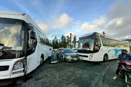 Hiện trường vụ tai nạn. (Nguồn: Pháp luật Thành phố Hồ Chí Minh)