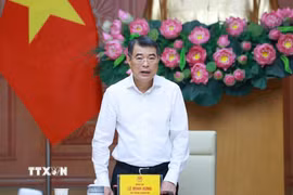 Thủ tướng Lê Minh Hưng chủ trì buổi làm việc với lãnh đạo Bộ Công Thương và các bộ, ngành về tháo gỡ khó khăn, thúc đẩy sản xuất kinh doanh. (Ảnh: Dương Giang/TTXVN)