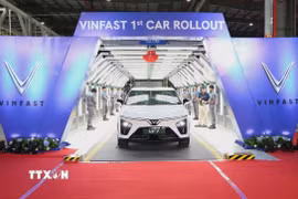 Các mẫu ôtô EV được sản xuất tại nhà máy VinFast Ấn Độ. (Ảnh: Ngọc Thúy/TTXVN)