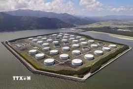 Cơ sở dự trữ dầu quốc gia Shibushi ở quận Kagoshima, miền Tây Nam Nhật Bản. (Ảnh: Kyodo/TTXVN)