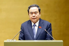 Chủ tịch Quốc hội Trần Thanh Mẫn phát biểu bế mạc Kỳ họp. (Ảnh: Doãn Tấn/TTXVN)