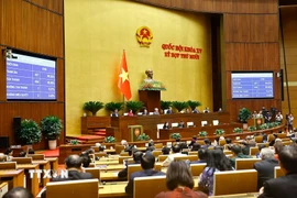 Quốc hội biểu quyết thông qua Nghị quyết Kỳ họp thứ 10, Quốc hội khóa XV. (Ảnh: Doãn Tấn/TTXVN)