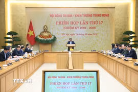 Thủ tướng Phạm Minh Chính chủ trì phiên họp lần thứ 17 của Hội đồng Thi đua-Khen thưởng Trung ương. (Ảnh: Dương Giang/TTXVN)