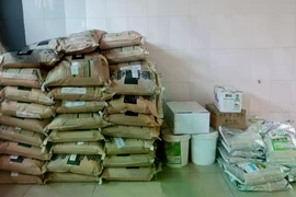 Phân bón giả cơ quan chức năng thu giữ. (Ảnh: Công an thành phố Cần Thơ)