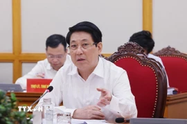 Ủy viên Bộ Chính trị, Chủ tịch nước Lương Cường phát biểu chỉ đạo. (Ảnh: Lâm Khánh/TTXVN)