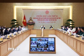 Phiên họp thứ 21 của Ban Chỉ đạo quốc gia về phòng, chống khai thác hải sản bất hợp pháp. (Ảnh: Dương Giang/TTXVN)