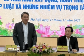 Bộ trưởng Bộ Tư pháp Nguyễn Hải Ninh phát biểu. (Ảnh: Đỗ Bình/TTXVN)