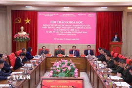 Hội thảo khoa học với chủ đề: “Đồng chí Trần Quốc Hoàn - Người Cộng sản kiên trung, nhà lãnh đạo tài năng của Đảng và Cách mạng Việt Nam." (Ảnh: Văn Điệp/TTXVN)