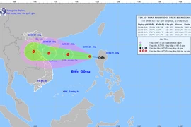 Vị trí và đường đi của áp thấp nhiệt đới. (Nguồn: Trung tâm Dự báo Khí tượng Thủy văn Quốc gia)