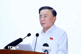 Đồng chí Trần Cẩm Tú, Ủy viên Bộ Chính trị, Thường trực Ban Bí thư trả lời, làm rõ ý kiến của cử tri. (Ảnh: Phương Hoa/TTXVN)