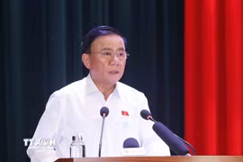 Đồng chí Trần Cẩm Tú, Ủy viên Bộ Chính trị, Thường trực Ban Bí thư cùng các đại biểu Quốc hội khóa XVI, đơn vị bầu cử số 1 tiếp xúc cử tri tại thành phố Đà Nẵng sau Kỳ họp thứ nhất. (Ảnh: Phương Hoa/TTXVN)
