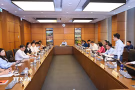 Đoàn đại biểu Quốc hội các tỉnh Ninh Bình và Sơn La thảo luận ở tổ. (Ảnh: Doãn Tấn/TTXVN)