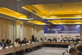 Quang cảnh cuộc gặp thường niên giữa lãnh đạo doanh nghiệp Bulgaria với Đại sứ các nước, trưởng cơ quan đại diện các tổ chức quốc tế tại Bulgaria ngày 26/6. (Ảnh Việt Thắng/TTXVN)