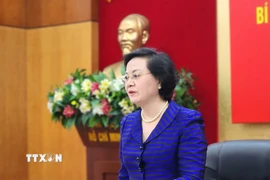 Bí thư Trung ương Đảng, Phó Thủ tướng Chính phủ Phạm Thị Thanh Trà phát biểu tại buổi làm việc. (Ảnh: Chu Thanh Vân/TTXVN)
