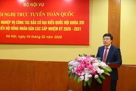 Thứ trưởng Bộ Nội vụ Trương Hải Long phát biểu khai mạc Hội nghị. (Nguồn: Bộ Nội vụ)