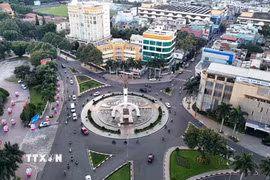 Sau 50 năm giải phóng, thành phố Buôn Ma Thuột đạt được nhiều thành tựu về kinh tế-xã hội và tỉnh đang hướng đến mục tiêu xây dựng Buôn Ma Thuột trở thành đô thị trung tâm vùng Tây Nguyên vào năm 2045 theo kết luận của Bộ Chính trị. (Ảnh: TTXVN phát)