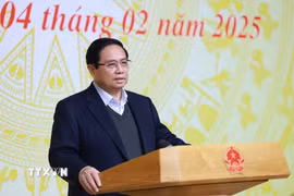 Thủ tướng Phạm Minh Chính chủ trì Phiên họp thứ hai Ban Chỉ đạo xây dựng nhà máy điện hạt nhân. (Ảnh: Dương Giang/TTXVN)