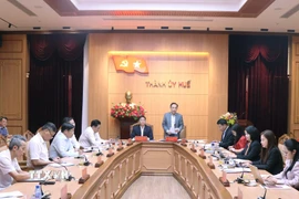 Ủy viên Bộ Chính trị, Bộ trưởng Bộ Ngoại giao Lê Hoài Trung phát biểu. (Ảnh: Mai Trang/TTXVN)