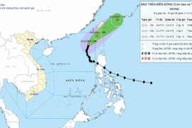 Vị trí và đường đi của bão số 14. (Nguồn: Trung tâm Dự báo Khí tượng Thủy văn Quốc gia)