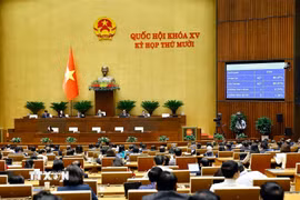Quốc hội biểu quyết thông qua Luật sửa đổi, bổ sung một số điều của Luật Chuyển giao công nghệ. (Ảnh: Doãn Tấn/TTXVN)