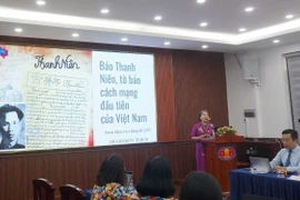 Đại biểu báo cáo tham luận tại toạ đàm. (Ảnh: Thu Hoài/TTXVN)