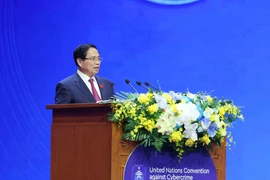 Thủ tướng Phạm Minh Chính phát biểu đề dẫn Phiên thảo luận toàn thể cấp cao thứ nhất tại Lễ mở ký Công ước Hà Nội. (Ảnh: Phương Hoa/TTXVN)