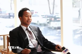 Thạc sỹ Him Raksmey - Giám đốc điều hành Trung tâm Nghiên cứu khu vực của Campuchia (CCRS). (Ảnh: Hoàng Minh/TTXVN)