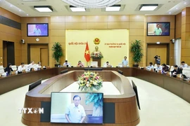 Phó Chủ tịch Quốc hội Lê Minh Hoan điều hành nội dung phiên họp. (Ảnh: Minh Đức/TTXVN)