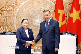 Tổng Bí thư, Chủ tịch nước Tô Lâm tiếp Trưởng Ban Tổ chức Trung ương Đảng Nhân dân Cách mạng Lào Sisay Leudetmounsone. (Ảnh: Thống Nhất/TTXVN)
