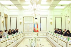 Tổng Bí thư Tô Lâm hội kiến Chủ tịch Quốc hội Azerbaijan Sahiba Gafarova. (Ảnh: Thống Nhất/TTXVN)