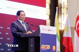 Thủ tướng Phạm Minh Chính phát biểu tại Diễn đàn Lãnh đạo và Đối tác ASEAN. (Ảnh: Dương Giang/TTXVN)