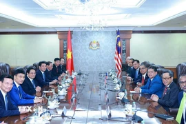 Thủ tướng Phạm Minh Chính hội kiến Chủ tịch Hạ viện Malaysia Tan Sri Dato' Johari Bin Abdul. (Ảnh: Dương Giang/TTXVN)