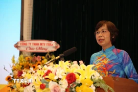 Ủy viên Ban Chấp hành Đảng bộ Chính phủ, Bí thư Đảng ủy, Tổng giám đốc Thông tấn xã Việt Nam Vũ Việt Trang phát biểu chỉ đạo Hội nghị. (Ảnh: Hồng Đạt/TTXVN)