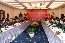 Quang cảnh Đối thoại Chính sách Quốc phòng Việt Nam- Campuchia lần thứ 8. (Ảnh: Xuân Khu/TTXVN)