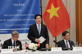 Chủ tịch nước Lương Cường phát biểu tại Tọa đàm với doanh nghiệp lớn của Hoa Kỳ. (Ảnh: Lâm Khánh/TTXVN)