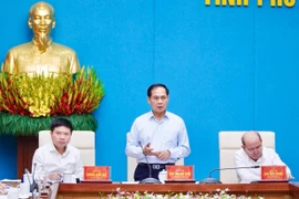 Phó Thủ tướng Chính phủ Bùi Thanh Sơn phát biểu chỉ đạo tại buổi làm việc. (Nguồn: Cổng thông tin điện tử tỉnh Phú Thọ)