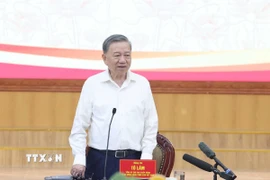 Tổng Bí thư Tô Lâm phát biểu chỉ đạo tại buổi đến thăm, kiểm tra hoạt động của chính quyền địa phương hai cấp tại phường Tây Hồ, thành phố Hà Nội. (Ảnh: Thống Nhất/TTXVN)