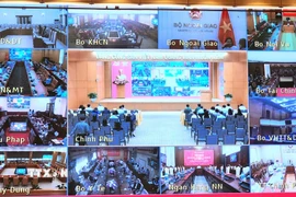 Hội nghị được kết nối trực tuyến tới 112 điểm cầu. (Ảnh: Chu Thanh Vân/TTXVN)