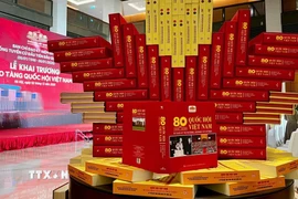 Cuốn sách ảnh song ngữ Việt-Anh “80 năm Quốc hội Việt Nam (1946-2026)" do Nhà xuất bản Thông tấn (TTXVN) phối hợp với Vụ Thông tin và Thư viện thuộc Văn phòng Quốc hội tổ chức biên soạn, xuất bản. (Ảnh: TTXVN)