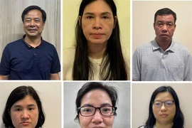 Các đối tượng (trái qua phải, trên xuống dưới): Nghiêm Quốc Hưng, Phạm Thị Hạnh, Nguyễn Đình Thám, Đặng Thị Phương, Trần Hồng Hạnh, Nguyễn Thị Cẩm Anh. (Ảnh: Bộ Công an)