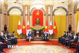 Tổng Bí thư, Chủ tịch nước Tô Lâm tiếp Thủ tướng Nhật Bản Takaichi Sanae. (Ảnh: Thống Nhất/TTXVN)