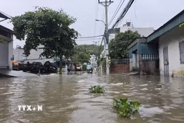 Mưa lớn gây ngập lụt diện rộng tại nhiều địa phương thuộc tỉnh Quảng Ninh. (Ảnh: Thanh Vân/TTXVN)