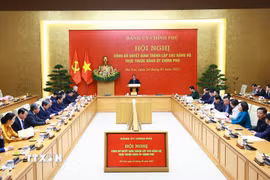 Thủ tướng Phạm Minh Chính chủ trì hội nghị. (Ảnh: Dương Giang/TTXVN)