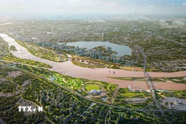 Phối cảnh dự án Trục Đại lộ cảnh quan sông Hồng trên địa bàn thành phố Hà Nội. (Ảnh: Phan Phương/TTXVN)