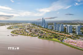 Phối cảnh dự án Trục Đại lộ cảnh quan sông Hồng trên địa bàn thành phố Hà Nội. (Ảnh: Phan Phương/TTXVN)