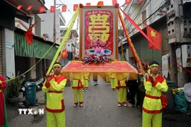 Lễ hội Tiên Công, được tổ chức từ 21-23/2/2026 tại Di tích Lịch sử, Văn hóa Quốc gia miếu Tiên Công, phường Phong Cốc (tỉnh Quảng Ninh) là dịp để con cháu báo công tiên tổ, tri ân các bậc tiền nhân gây dựng nên vùng đất trù phú này. (Ảnh: Đức Hiếu/TTXVN)