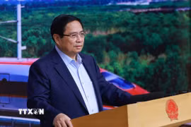 Thủ tướng Phạm Minh Chính chủ trì Phiên họp thứ hai Ban Chỉ đạo các công trình trọng điểm, dự án quan trọng quốc gia lĩnh vực đường sắt. (Ảnh: Dương Giang/TTXVN)