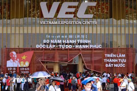 Triển lãm Thành tựu đất nước với chủ đề “80 năm Hành trình Độc lập-Tự do-Hạnh phúc” tại Trung tâm Triển lãm Quốc gia (Đông Anh, Hà Nội). (Ảnh: Thanh Tùng/TTXVN)