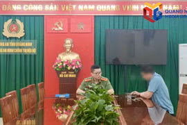 Cơ quan Công an làm việc với trường hợp vi phạm. (Nguồn: Báo Quảng Ninh)